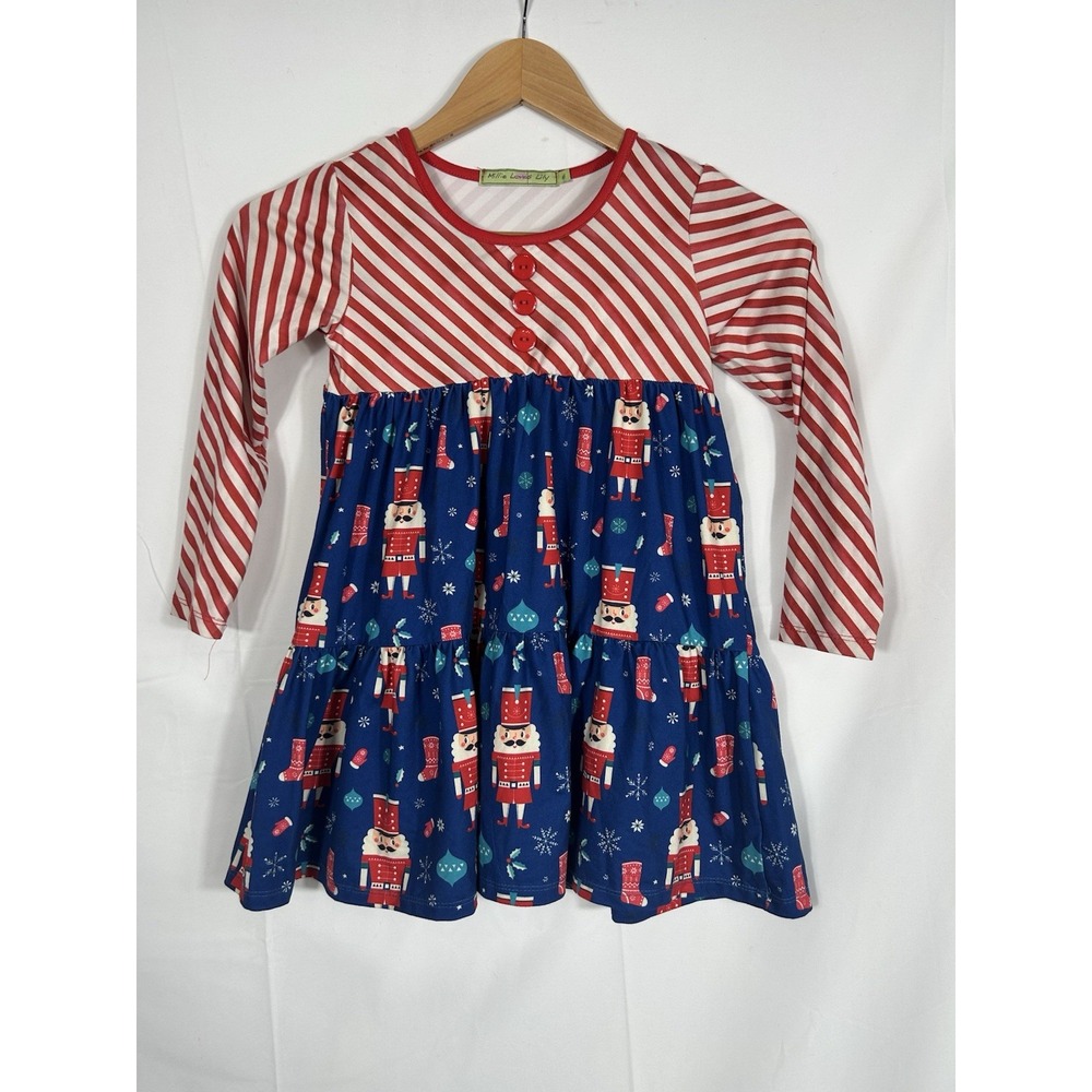 Millie Loves Lily Girls‎ Smocked Nutcracker Tunic Dress Size 6 Christmas Holiday